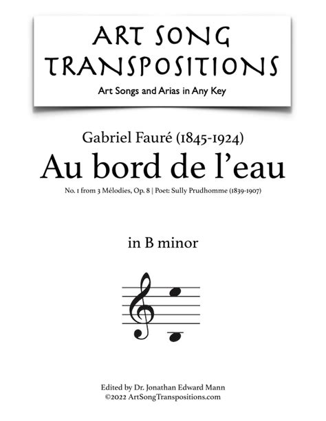 FAURÉ: Au Bord De L'eau, Op. 8 No. 1 (transposed To D Minor)